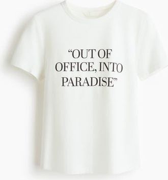 H&M Printed Viscose-blend T-shirt in White/out Of Office at Nordstrom, Size X-Small