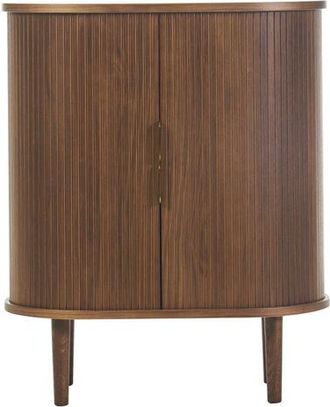 Miliboo Buf&eacute; Vintage Alto Con Puertas Correderas De Madera Oscura Nogal L70 Cm Epic