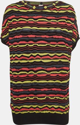 M Missoni Multicolor Patterned Knit Short Sleeve Sweater Top
