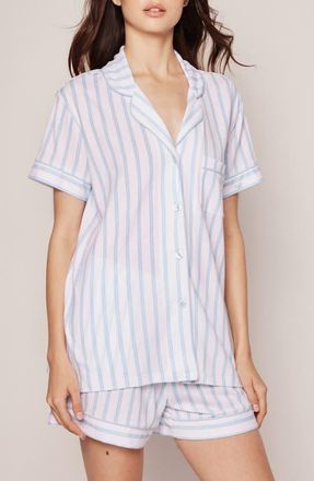 Petite Plume Stripe Pima Cotton Short Pajamas in White at Nordstrom, Size X-Large