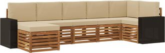 vidaXL Conjunto De Sof&aacute;s De Exterior 7 Uds. Natural Y Beige Vidaxl