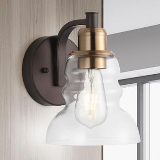 Jonathan Y Designs Manhattan Vintage 6.5 1-Light Metal/Glass Industrial Rustic LED Vanity