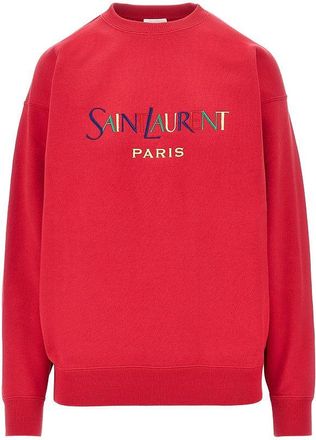 Saint Laurent Cotton sweatshirt with logo embroidery Woman XS