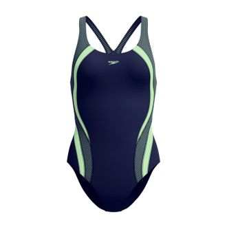 Speedo Dames Quantum Splice Ribbel Badpak (Marineblauw)