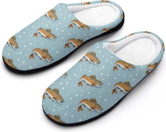 Generic Trout Print Mens Slippers Comfortable And Non-slip Cotton Slipper Shoe for House