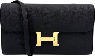 Herm&egrave;s Black Epsom Leather Chain/Shoulder Wallet (Pre-Owned)