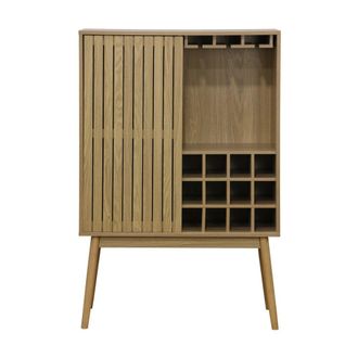 Mathi Design Minibar de madera clara para 12 botellas