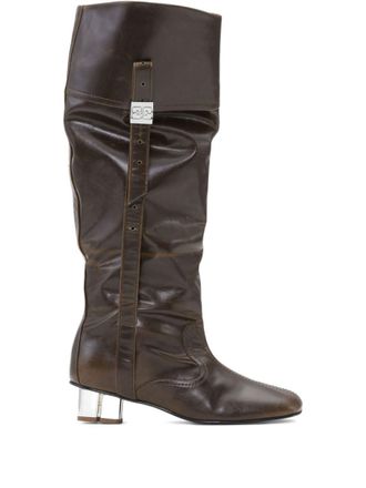 Ganni Dark Olive Knee Boots