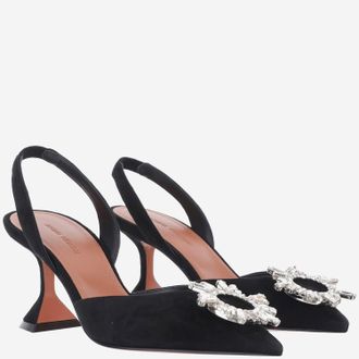 Amina Muaddi Womens Slingbacks Begum Suede Black Shoe