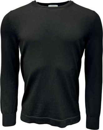 Gran Sasso Zwarte Merino Athleisure Sweater - Heren - Ronde hals truien - Zwart - M - Wol - Truien & Vesten