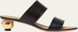 Ferragamo 40mm Leather Spherical-Heel Sandals