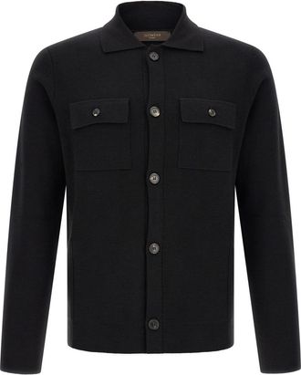 Zanone Black Button-Up Cardigan