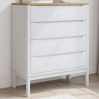 vidaXL C&oacute;moda Cajonera Floro Madera Maciza De Pino Blanco Vidaxl