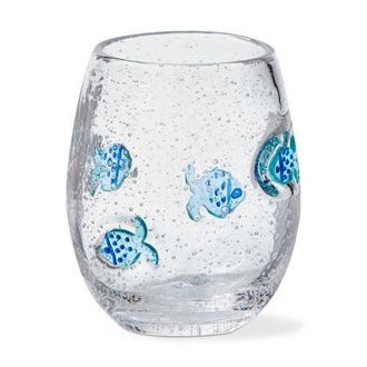 Tag Fish Bubble Glass Stemless Wine Glass - Blue Everyday Drinkware at Nordstrom