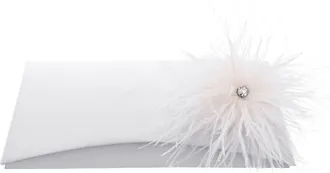 Nina Zosia-Z Feather Trim Clutch in White at Nordstrom