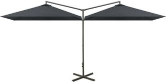 vidaXL Sombrilla Doble De Jard&iacute;n Con Palo De Acero Antracita 600x300cm Vidaxl