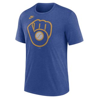 Nike Milwaukee Brewers Cooperstown Logo Nike Mens MLB T-Shirt in Blue | NJFDEX49MIB-70U