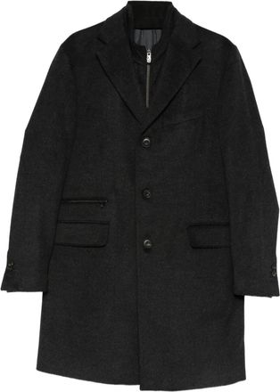 Corneliani flap-pockets single-breasted coat - men - Virgin Wool/Polyester/Cupro/Polyester/Polyamide - 48 - Black