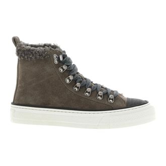 Brunello Cucinelli Schoenen, Dames, Grijs, 37 EU, Leer, Precious Toe Sneakers