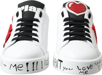 Dolce & Gabbana White Love Patch Portofino Classic Sneakers Womens Shoes