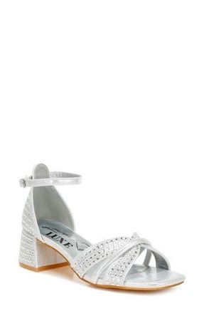 London Rag Babylon Embellished Block Heel Sandal in Silver at Nordstrom Rack, Size 10