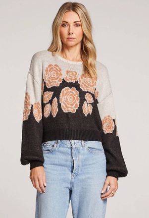 Saltwater Luxe Mimi Crewneck Sweater In Natural/washed Black/ Rose