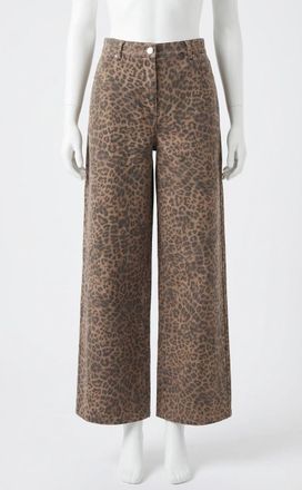Z Supply Marli Denim Leopard Pant In Desert Tan