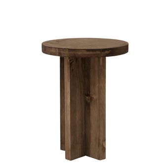 Deco Wood Mesita de noche de madera maciza en tono nogal de 45x35cm
