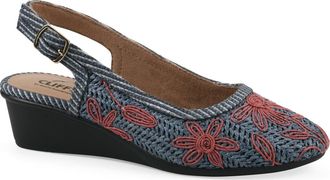 White Mountain Borris Slingback Wedge in Periwinkle/Fabric at Nordstrom Rack, Size 8.5