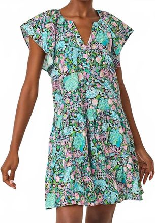 Lilly Pulitzer Norella Flutter Sleeve Linen Dress In Multi Royal Zoo