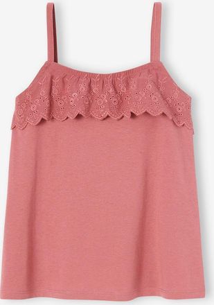 Vertbaudet M&auml;dchen Top mit Volants aus Lochspitze altrosa