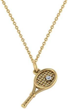 Allurez Tennis Racket With Diamond Ball Charm Pendant Necklace 14K in Yellow Gold at Nordstrom, Size 18