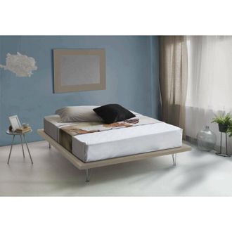 Talamo Italia Cama Matrimonial Linda, Cama Fija En Tela Con Pies, 100% Made In Italy, Adecuado Para Colch&oacute;n Cm 160x200, Beige, Con Embalaje Reforzado - Talamo Itali