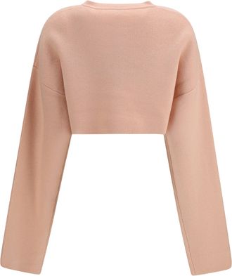 Toteme Womens Cropped Crewneck Cardigan Flamingo Wool (ovis Aries) Sweater