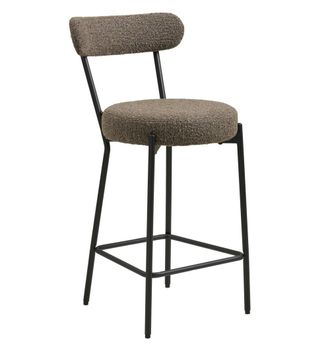 Moloo Taburete de bar de tela boucl&eacute; marr&oacute;n