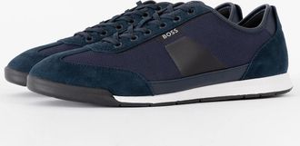 HUGO BOSS Mens BOSS Orange Nitan Mens Mixed Material Trainers with Ridged Outsole - Dark Blue 401 - Navy - Size: 12