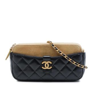 Chanel Pre-owned Phone Holder - Dames - Pre-owned - Zwart - Maat: ONE Size Leer