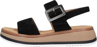 Gabor Zwarte su&egrave;de sandalen met enkelbandje - Dames - Sandalen - Zwart - 37 1/2 EU - Su&egrave;de - Schoenen