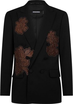 Dsquared2 rhinestone-embellished double-breasted blazer - men - Polyester/Virgin Wool/Polyester - 46 - Black
