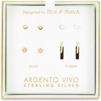 Argento Vivo Pack of Four Spring Assorted Stud & Hoop Earrings in Gold at Nordstrom Rack