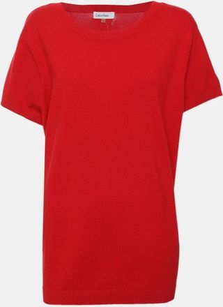 Calvin Klein Red Rib Knit Top