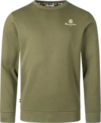 Aquascutum Hoodies & sweatvesten, Heren, Groen, XL, Kleine Logo Crewneck Sweater