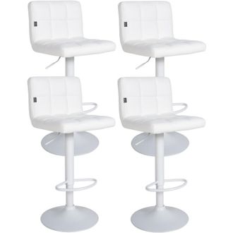 Clp Clp - Set De 4 Taburetes De Bar Feni En Polipiel Blanco Metal Blanco Mate