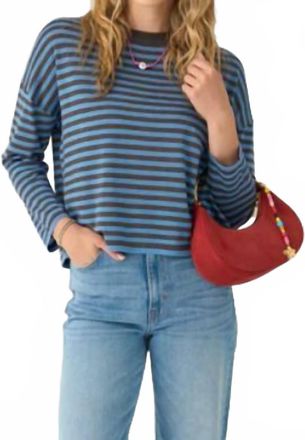 27 Miles Malibu Serena Long Sleeve Top In Denim/charcoal