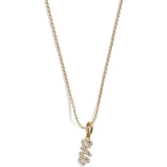 BaubleBar Mini Pav&eacute; Script Custom Pendant Necklace in Clear at Nordstrom