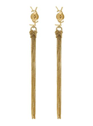 Saint Laurent Womens Earrings Cassandre Brass Metallic
