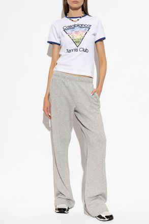 Casablanca T-shirt With Colorful Print, Womens, White