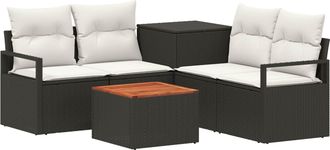 vidaXL Juego De Sof&aacute; 6 Uds. Negro Y Blanco Crema Vidaxl