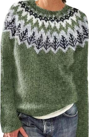 Generic ladies fairisle jumper,Jumpers for Women UK Autumn Winter Fairisle Sweatshirts Ladies Fleece Tops Sweaters Trendy Fall Blouse Oversized Outfits Hoodie