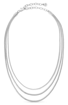Ettika Triple Layered Snake Chain Necklace in Silver at Nordstrom